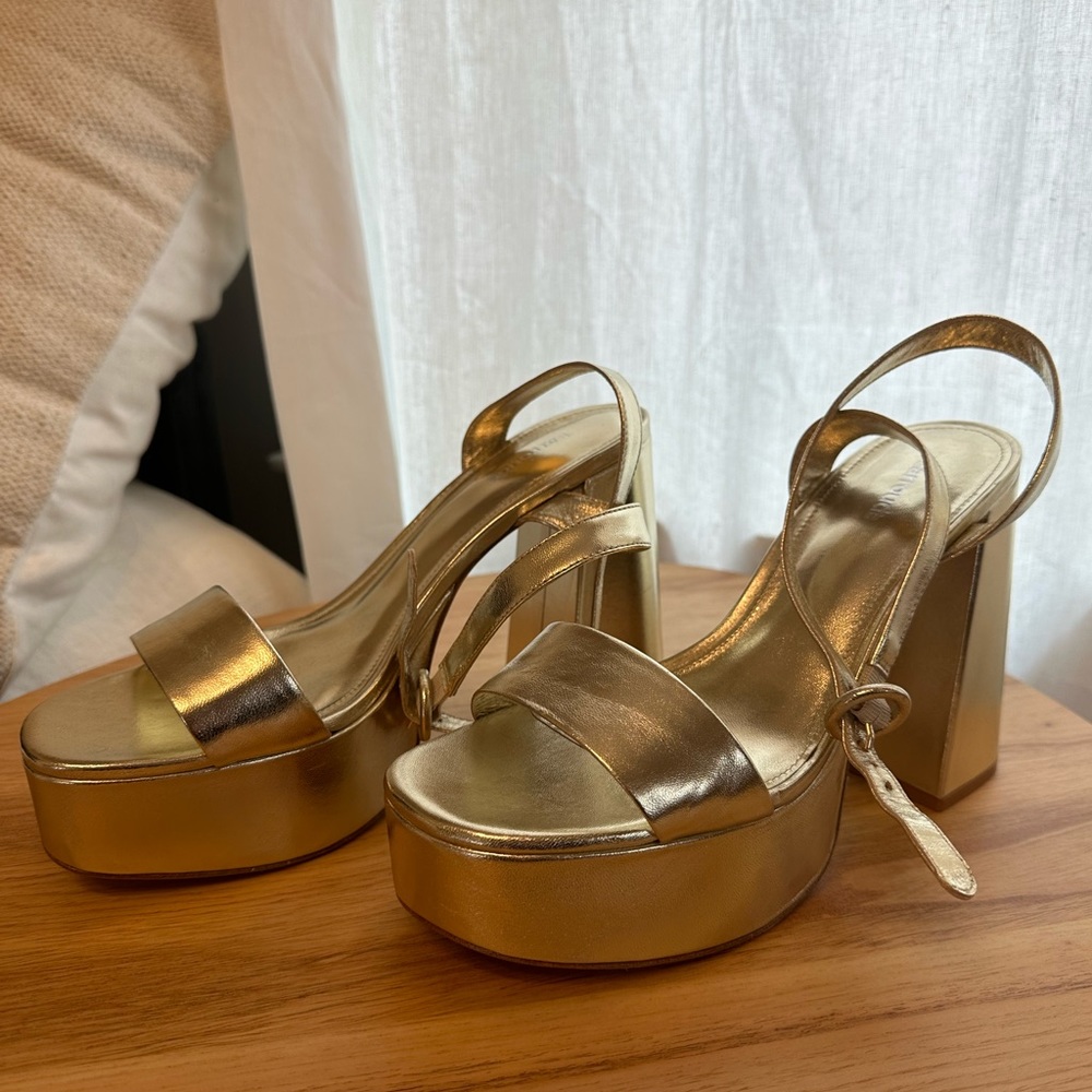 Larroude The Dolly Gold Platform Heels